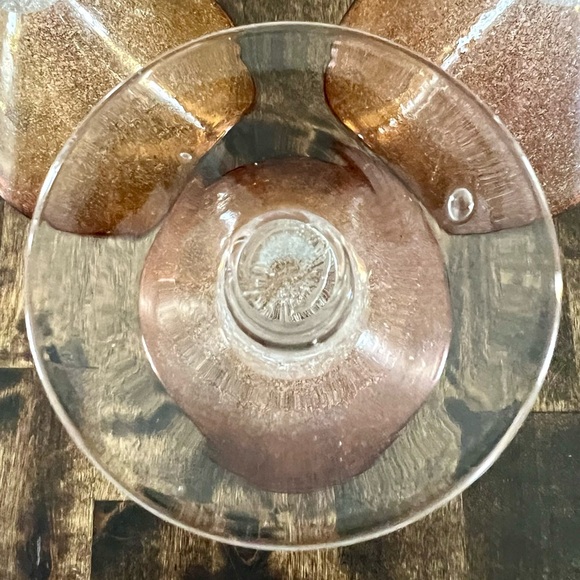 Set of 3 Amber Gold Bubble Martini Glasses Hand-Blown Cocktail Bar - Picture 4 of 8